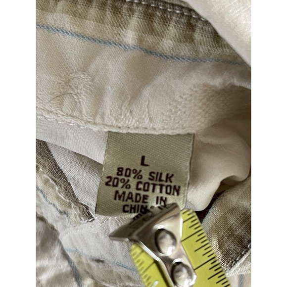 Tommy Bahama Shirt Mens Large Silk ALL Over Embroidered White Blue Tan Hawaiian‎ - Picture 4 of 16